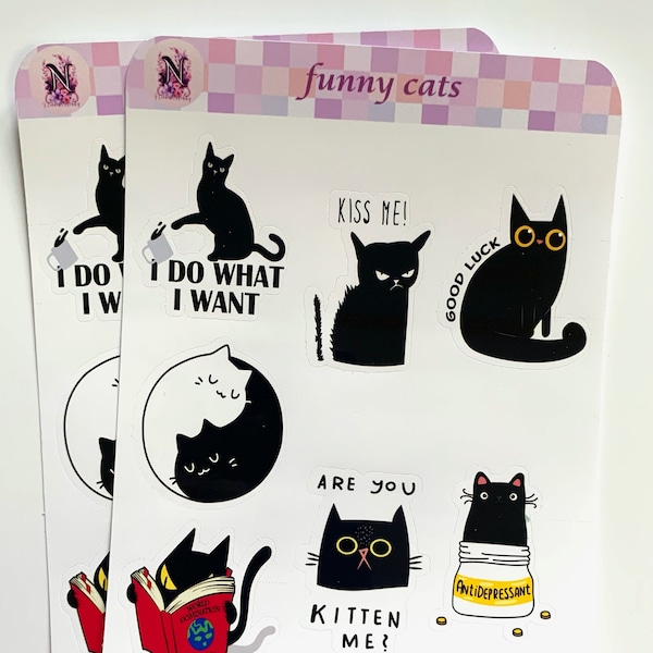 Funny Cats Sticker/ Vinyl/Waterproof/Journal/Scrapbook/Laptop/Notebook Sticker