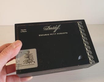Davidoff Escurio Petit Robusto Wooden Cigar Box Dominican Republic Sliding Lid Collectible Storage Case