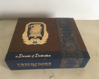 Undercrown All Dekk'd Out Toro, Empty Cigars Collectible Wooden Case. Ornate Handmade Hinged Storage Box.