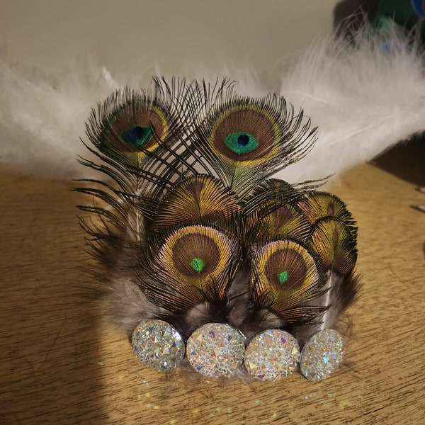 Peacock feather hairclip