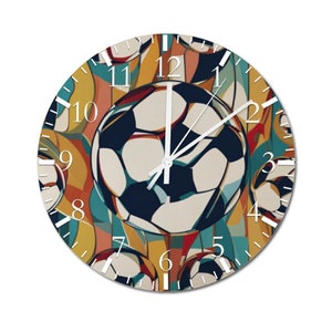 Football Wall Clock | Soccer Ball Wall Clock | Silent Wooden Wall Clock | White Pointers 12" | Gift For Him | Birthday Gift | Sports Fan