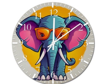 Elephant Wall Clock | Kids Wall Clock | Nursery Wall Clock | Kids Bedroom Decor | Animals Wall Clock | Nursery Wall Clock | Elephant Clock