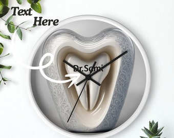 Custom Tooth Wooden Wall Clock: Dentist Gift, Non-Ticking