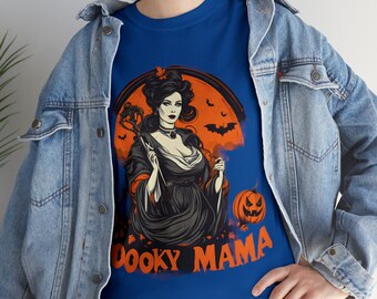 Spooky Mama Halloween T-Shirt: Unisex Heavy Cotton Tee