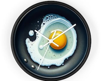Fried Egg Wooden Wall Clock: Funky Kitchen Decor