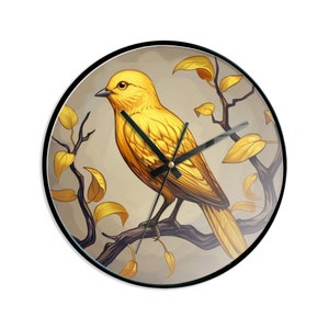 Bird Wall Clock: Nature Art, Living Room Decor