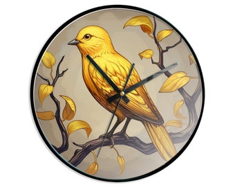 Bird Wall Clock: Nature Art, Living Room Decor