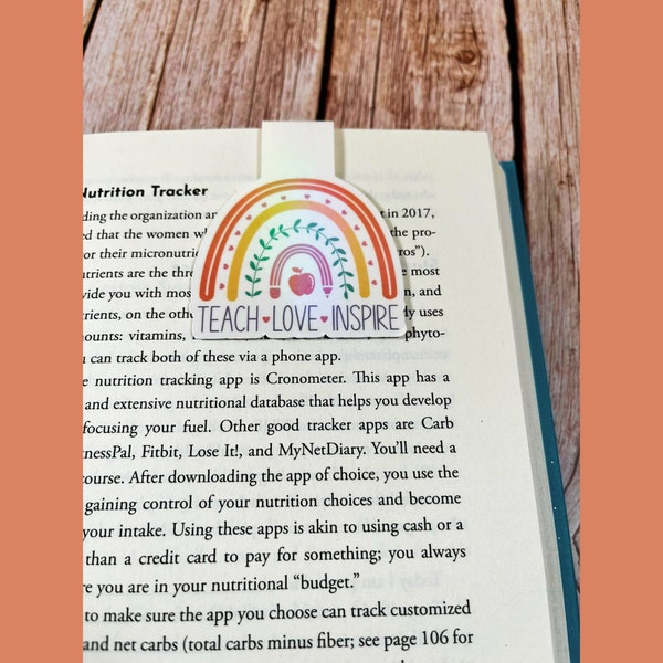 Holographic Teacher Magnetic Bookmark - Custom Rainbow Motif Teach, Love, Inspire Message Book Clip, Unique Educators Gift, Gift for Teacher