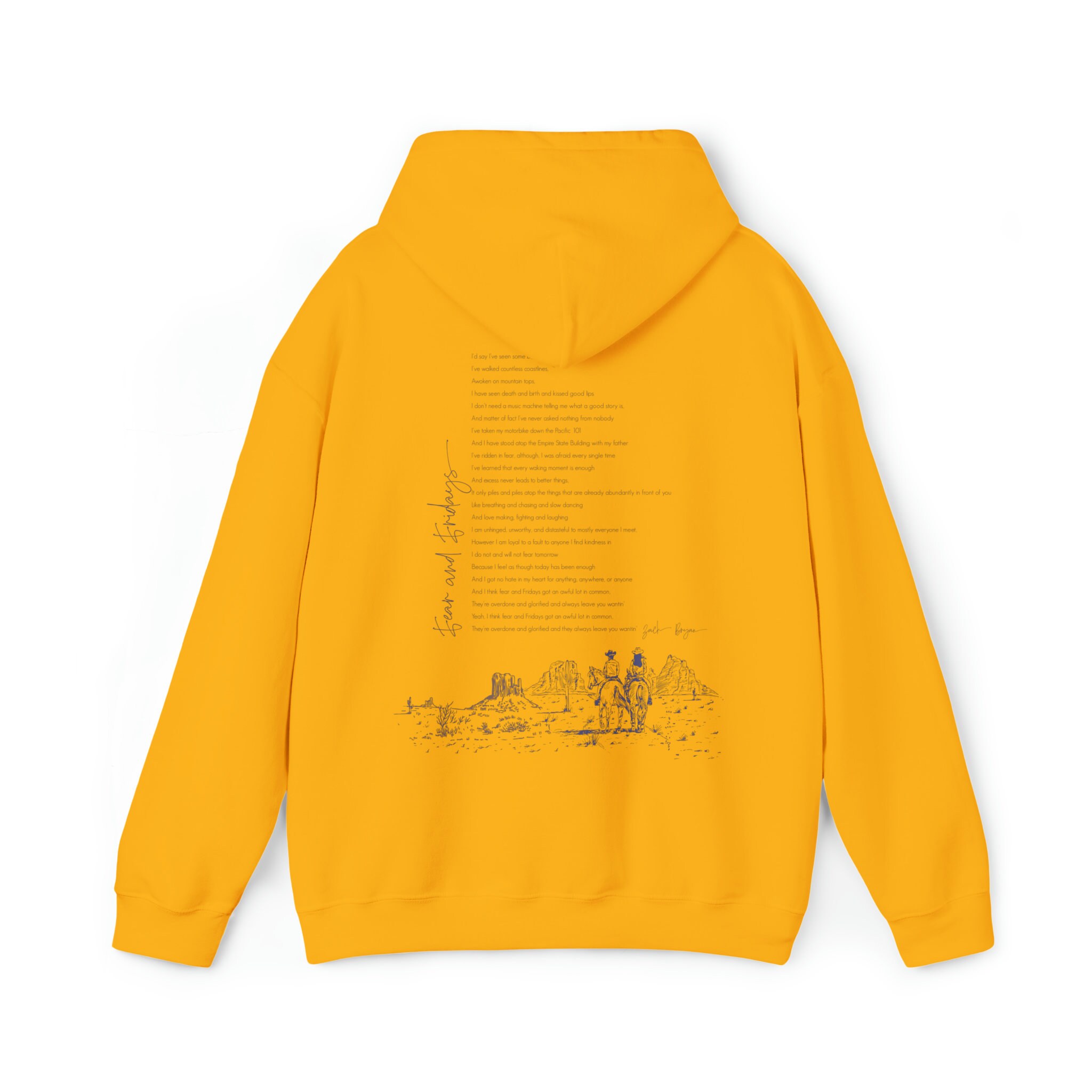 Zach Bryan Fear and Fridays Poem Hoodie Blue Text Etsy Australia