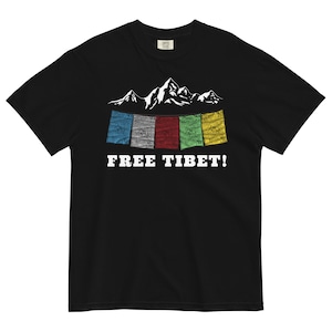 Free Tibet Lungta Flags Garment-Dyed T-Shirt