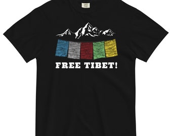 Free Tibet Lungta Flags Garment-Dyed T-Shirt