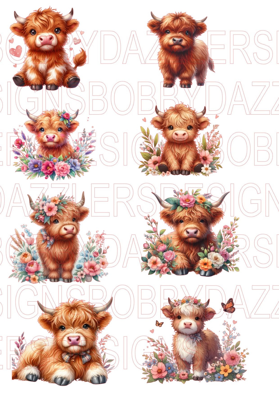 Watercolor Highland Cow Sublimation Png Bundle - Etsy