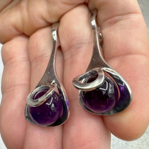 Silver earrings with amethyst by DANIEL VIOR OLABE 925, Spain, amethyst gemstone.