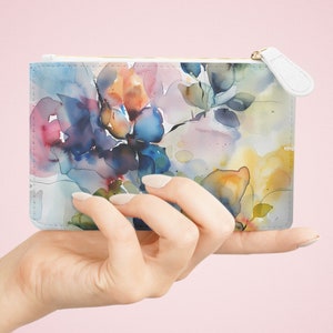Floral Watercolor Mini Clutch Bag, Watercolor with Flowers Mini Clutch, Botanical Watercolor Clutch Bag, Purse Clutch