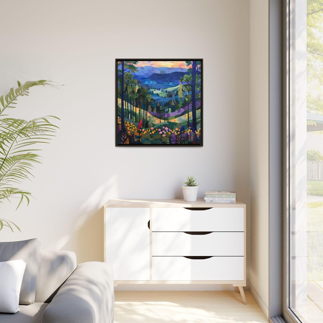 Blue Ridge Canvas Blue Ridge Mountain Print Matte Canvas Framed (multi-color) 32