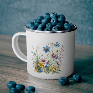 Wildflower Enamel Camping Mug Wildflower Lover Enamel Mug Summer Floral Camping Mug Gift for Camper Gift for Hiking Outdoors Coffee Mug Gift