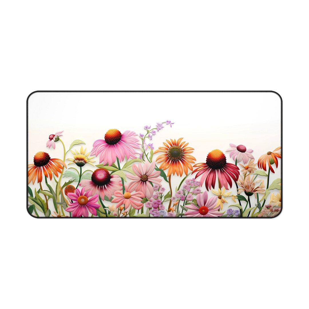 Echinacea Flowers Desk Mat Coneflower Desk Mat Floral Desk Mat Pretty