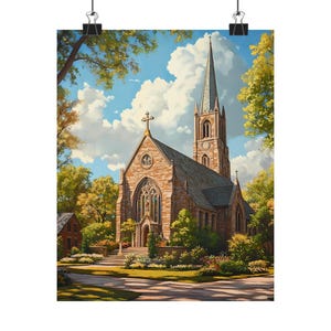 Historic Church Matte Vertical Poster Cathedral Poster Print of Cathedral Art Poster Church Poster Print Gift for Church Lover Art Gift