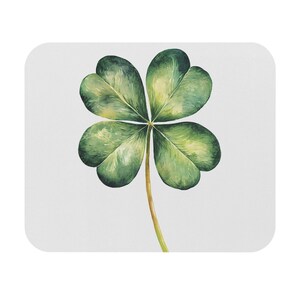 May include: A watercolor painting of a four-leaf clover with green leaves and a stem.