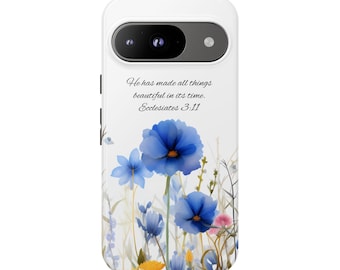 Christian Phone Case for Google Pixel 6, 7, 8, and 9 Scripture Phone Case Wildflower Phone Case Gift for Christian Phone Case for Her