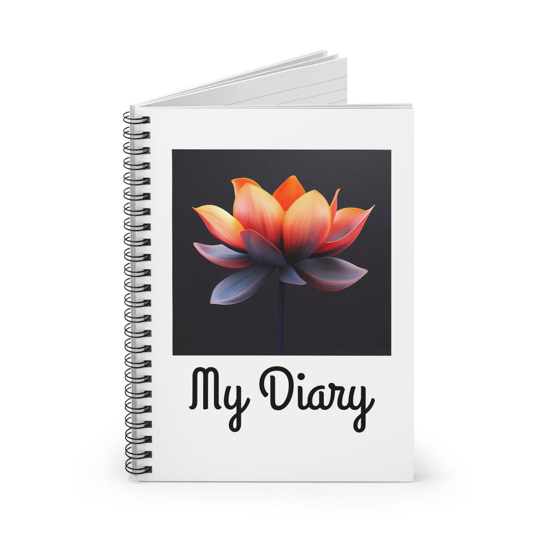 My Diary Lotus Flower Spiral Notebook Ruled Line Diary Notebook Orange ...