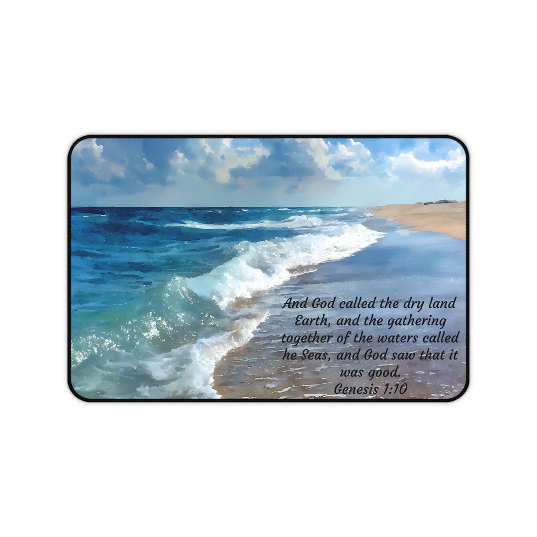 Christian Desk Mat, Scripture Desk Mat, Beach Desk Mat, Genesis 1:10 ...