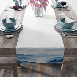 Blue Ridge Mountain Table Runner (Cotton, or Polyester), Blue Ridge Table Runner, Gift for Mom, Dining Room Table Runner, Dining Room Decor