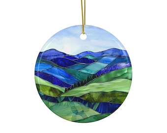 Blue Ridge Mountain Ceramic Ornament Blue Ridge Mountain Lover Ornament Blue Ridge Mountain Lover Gift Xmas Ornament Art Glass Print Decor