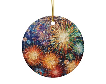 Fireworks Ceramic Ornament New Year's Eve Fireworks Fourth of July Fireworks Colorful Firework Ornament Firework Lover Ornament Gift for Her