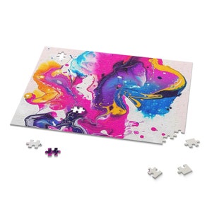 Bright Paint Splash Puzzle 252 Piece Multi-Colored Paint Splash Puzzle Lover Gift for Puzzle Lover Artsy Puzzle Gift for Birthday Puzzle Fun