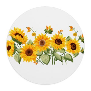 Sunflower Mouse Pad Circular Mouse Pad Mouse Pad with Sunflowers Gift for Sunflower Lover Autumn Mouse Pad Fall Mouse Pad Gift for Coworker
