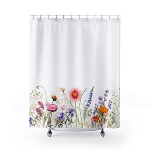 Wildflowers Shower Curtain Summer Wildflowers Housewarming Gift for New Home Shower Curtain with Flowers Multi-Colored Shower Curtain