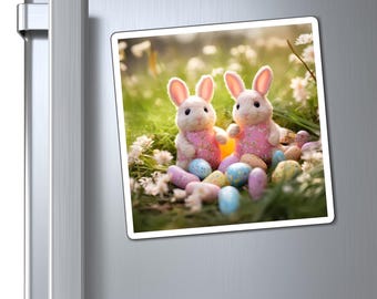 Easter Bunnies Magnet Easter Magnet Easter Bunnies and Eggs Magnet Easter Decor Magnet for Filing Cabinet Easter Basket Gift for Her