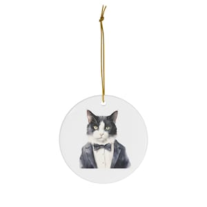 Cat in Tuxedo Ceramic Ornament Cat in Tuxedo Ornament Cat In Tux Ornament Cat Ornament Cat Lover Ornament Cat Lover Gift Cat Tree Cat Decor