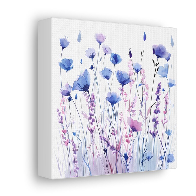 Blue and Purple Wildflowers Canvas Gallery Wraps Blue and Purple