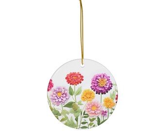 Zinnia Ceramic Ornament Zinnia Gift Floral Tree Ornament Zinnia Lover Ornament Zinnia Lover Gift Zinnias Favorite Flower Zinnia Ornament