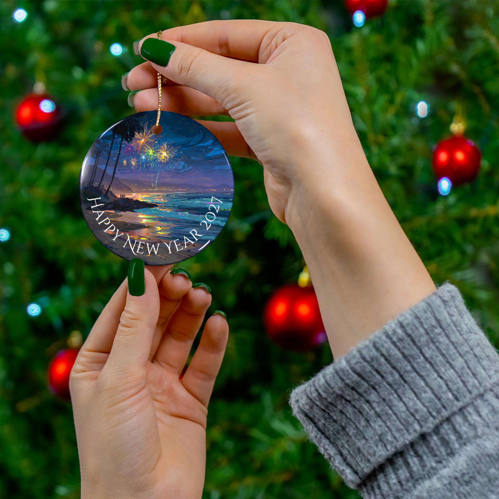 Happy New Years 2027 Ornament, 2027 Ornament, New Year's on the Beach Happy New Years 2027 Ornament, 2027 Ornament, New Year's on the Beach