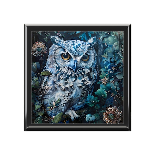 Blue Owl Jewelry Box Nighttime Owl Trinket Box Artsy Owl Keepsake Box Mother's Day Gift Owl Lover Gift Owl Lover Jewelry Box Gift for Mom