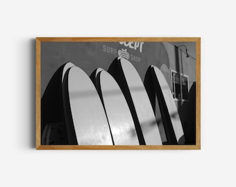 Surf Print, Digital Download, Coastal Wall Art, Black and White Photography, Surf Poster