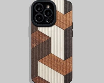 Neue geometrisch geformte Leder-Handyhülle für das iPhone 15 Pro | 15 pro max, 14, 13,
