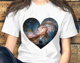 Galaxy Heart T-Shirt – Romantic Cosmic Love Art, Stargazing Couple, Moon & Stars Universe Design