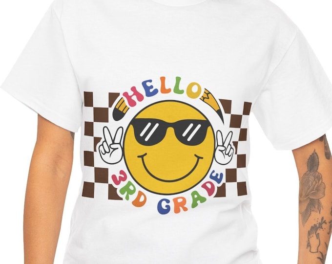 Hello 3rd Grade T-Shirt | Back to School Shirt for Kids | Cute First Day of School Outfit