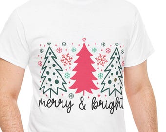 Merry and Bright Christmas Shirt | Colorful Tree Festive Holiday Tee