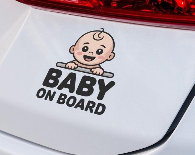 Funny Baby On Board Vinyl Decal | Family Car Window Sticker | Feral Kids Sticker | Cute Baby Car Decal