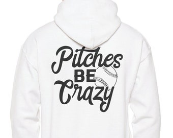 Softball Pitches Be Crazy Hoodie | Unisex Heavy Blend™ Sweatshirt with Pocket | Perfect Gift for Softball Lovers & Men