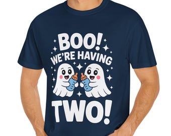 Halloween Twin Pregnancy Announcement Shirt, Cute Ghost Baby Reveal Tee, Spooky Fall Pregnancy Reveal Outfit, Expecting Twins Shirt