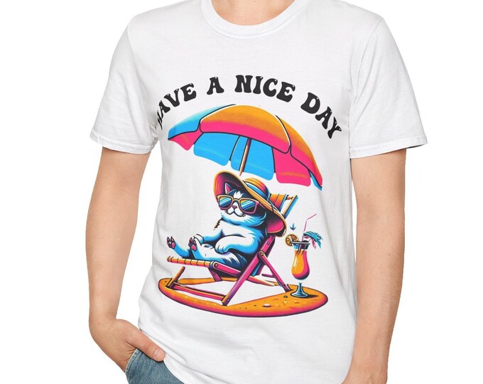 Cool Cat Summer Vibes T-Shirt – Funny Retro Cat Shirt, Cute Summer Graphic Tee for Cat Lovers, Gift for Her or Teen Girl