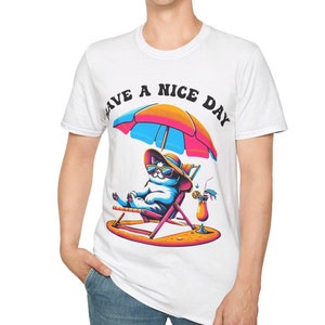 Cool Cat Summer Vibes T-Shirt – Funny Retro Cat Shirt, Cute Summer Graphic Tee for Cat Lovers, Gift for Her or Teen Girl