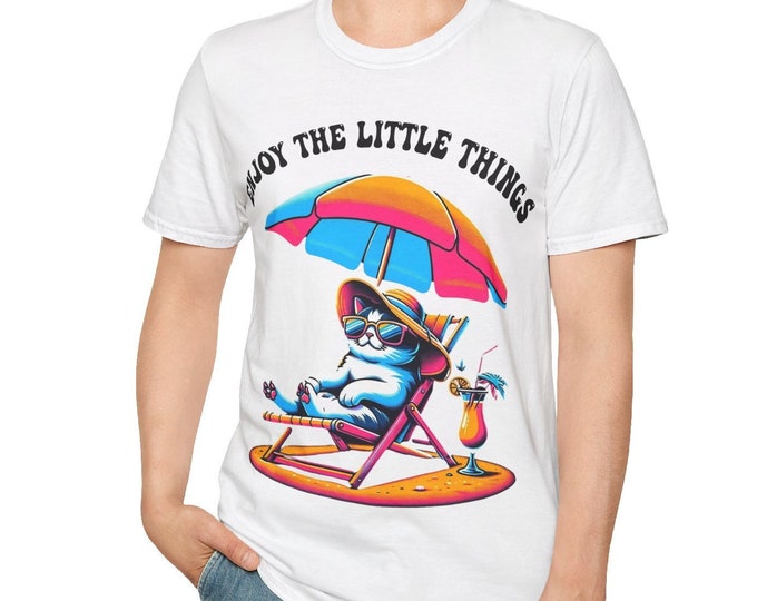 Cool Cat Summer Vibes T-Shirt | Funny Cartoon Cat Tee | Cute Summer Shirt for Cat Lovers