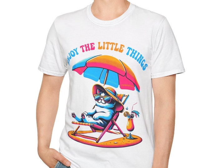 Cool Cat Summer Vibes T-Shirt | Funny Cartoon Cat Tee | Cute Summer Shirt for Cat Lovers